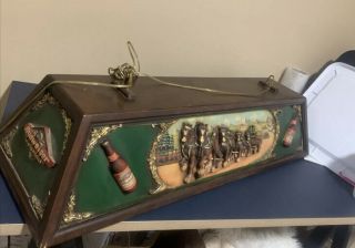 Vintage Budweiser Pool Table Light With 3 - D Clydesdale Horses Rare &