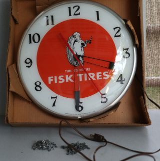 Vintage Round Fisk Tires Ohio Advertising Clock Pam Near