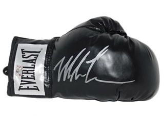Mike Tyson Autographed Black Boxing Glove Signed In Silver (jsa)