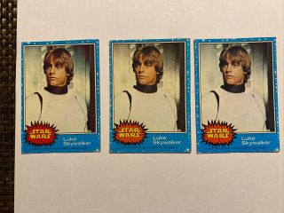 ✨ Star Wars 1977 Luke Skywalker Rookie Trading Cards ✨lot Of 3