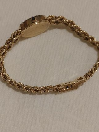 Ladies Vintage 14 kt Yellow Gold Jaguar Watch w/ Diamond Bezel & Sapphire Stem 2