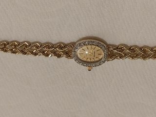 Ladies Vintage 14 kt Yellow Gold Jaguar Watch w/ Diamond Bezel & Sapphire Stem 6