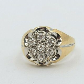 Men`s Vintage 14k Solid Yellow Gold Diamonds Ring 7.  5 Size / 5.  2 Gram 7776