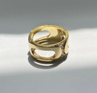 Vintage 18k Solid Yellow Gold Wide Band Ring,  Size 6.  75