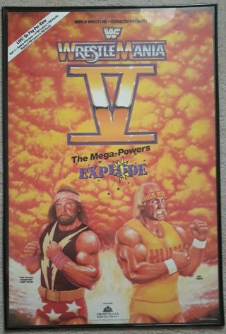 Wwe/wwf 1989 Wrestlemania V Pay - Per - View Poster Vintage