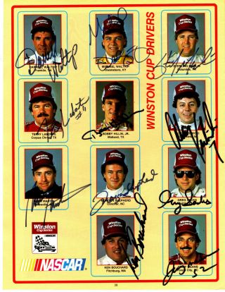 1988 Nascar Cup Drivers Hand Signed Autographs Fully Signed