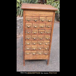 Antique 28 Drawer Oak File Cabinet 30 - 1/2 " H