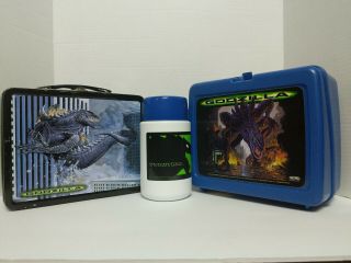 Vintage Godzilla 1998 Movie Tin Lunch Box With Thermos W/ Bonus Lunchbox