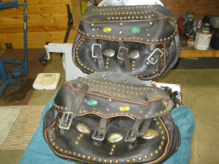 Vintage Harley Davidson Leather Saddle Bags,  Knucklehead,  Pan Head,  Oem