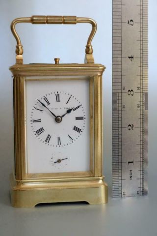 Rare Antique Strike Repeater Carriage Clock Very Small E.  M.  &co.  Ormolu Case