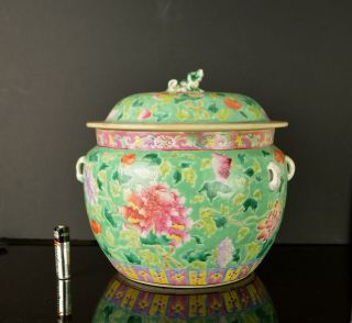 A 19th Century Chinese Peranakan Nonya Porcelain Kamcheng With Peonies Restored
