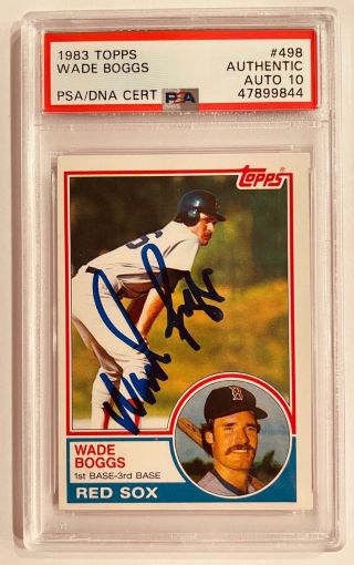Wade Boggs 1983 Topps Psa 10 Signed Autographed Rookie Card 498 Rc Hof Red Sox