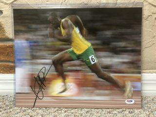 Usain Bolt Signed Auto Photo Jamaica Fastest Man In The World Olympic Gold Psa 3