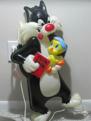 Vintage Looney Tunes Sylvester & Tweety Bird Lighted Wall Sculpture By Headlites