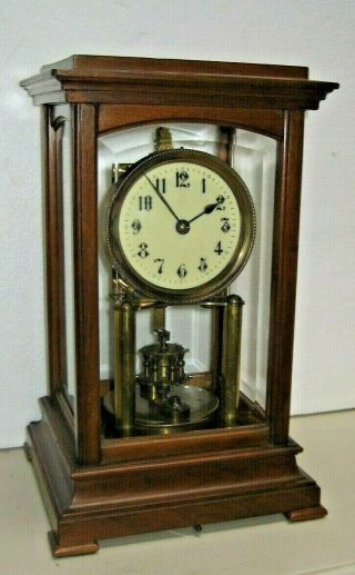 Antique Gustav Becker Anniversary Torsion Mantel Clock 400 Day Mahogany Case