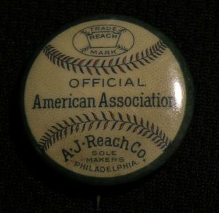 Antique A.  J.  Reach Co Official American Association Baseball Advertising Pin