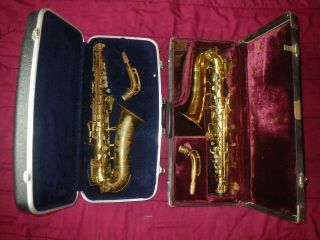 2 Vintage Buescher Aristocrat Series Iii 140 Alto Saxophones - Both Restorable