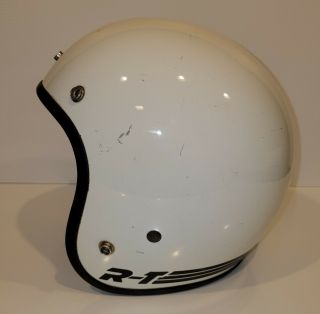 Vintage 1981 Bell Rt Motorcycle Helmet White W/ Black 7 - 3/8 " Large 59cm R/t 2 - 81