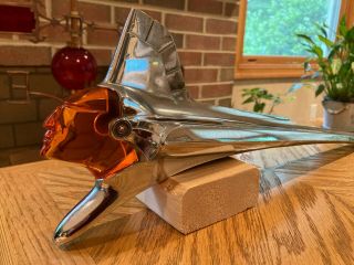 1951 Pontiac Chieftain Hood Ornament,  Vintage with Amber Head,  May fit other yrs 3
