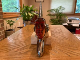 1951 Pontiac Chieftain Hood Ornament,  Vintage with Amber Head,  May fit other yrs 4