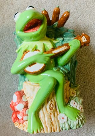 Rare Vintage Henson Kermit The Frog Cookie Jar With Banjo 12” Tall Muppets