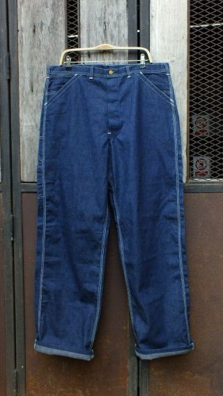 Vintage 1940s Deadstock Lee Denim Sanforized Workwear Trouser With Paper Tag