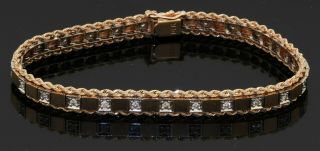 Heavy Vintage 14k Yellow Gold 1.  0ct Diamond Cable Line Bracelet