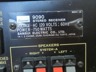 Vintage Sansui 9090 Receiver/Amplifier 750 Watts ULTRA RARE 2
