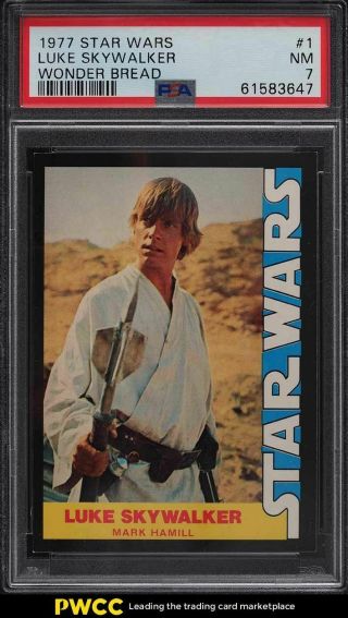 1977 Topps Star Wars Wonder Bread Luke Skywalker 1 Psa 7 Nrmt