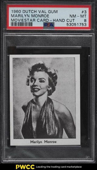 1960 Dutch Val Gum Moviestar Card Marilyn Monroe 3 Psa 8 Nm - Mt