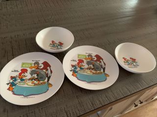 1979 Vintage Woody Woodpecker /buzz Buzzard/chilly Willy Plastic Dishes Rare