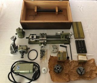 Vintage Emco - Unimat Sl Lathe Machine Tool In Wooden Box