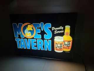 The Simpsons Moe’s Tavern Duff Beer Light Box Hard To Find.  Rare 2004