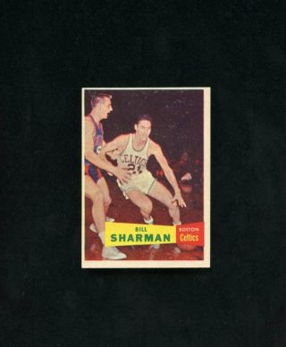 1957 Topps Basketball - 5 Bill Sharman (r) Hof,  Celtics.  Ex/mt Sharp Corners