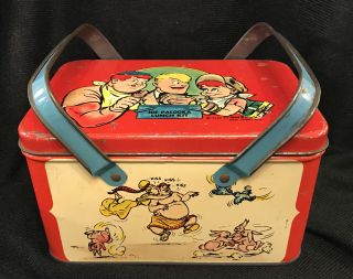 Vintage 1948 Joe Palooka Comic Strip Character Tin Lunch Box Pail Harvey Comics
