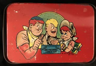 Vintage 1948 JOE PALOOKA COMIC STRIP CHARACTER Tin LUNCH BOX Pail Harvey Comics 2