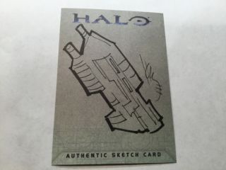 Halo Xbox Trading Card 2007 Topps Ryan Waterhouse Sketch 1/1 Unsc Mas.  Chief Gun