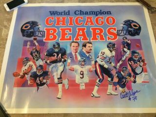 1985 Chicago Bears Bowl Champs Signed Poster