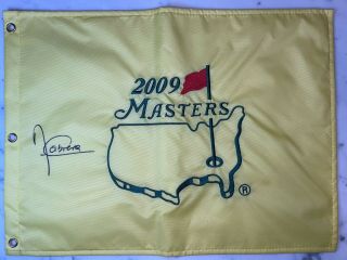 Angel Cabrera Signed 2009 Masters Golf Pin Flag.  In Bag.  No