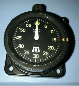 Vintage Heuer Ifr Dash Timer Stopwatch Counter Airplane Aviation Meter Gauge