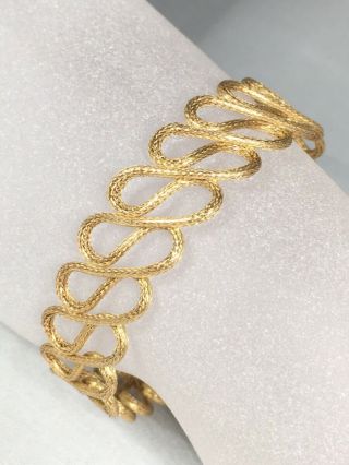 Gorgeous Vintage Italian 7 " Woven " S " Cuff Bracelet 14k Yellow Gold (d01029747)
