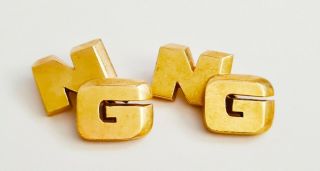 Vintage Us Heavy 14k Yellow Gold Cufflinks W.  Letter N G Motif (sne)