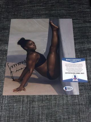 Simone Biles Signed Autograph 8x10 Photo Usa Olympics Gymnastics Beckett