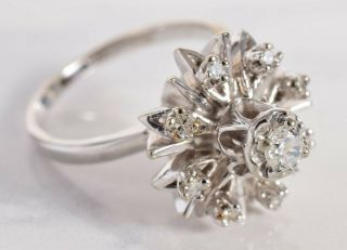 Vintage Starburst Diamond Engagement Ring 14kt White Gold Ugs Appraisal Size 5