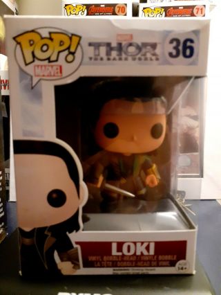 Loki Funko Pop 36 Marvel Thor The Dark World Vinyl Bobblehead Box.