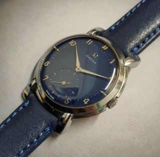 Vintage Omega Blue Dial Cal.  265 Men`s Watch Big Size