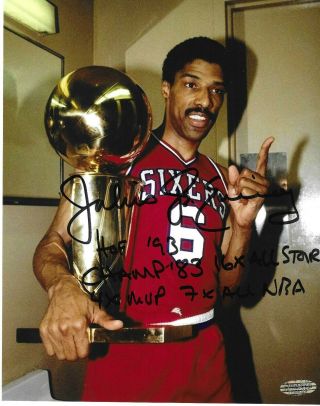 Julius Erving Philadelphia 76ers Signed Autographed 8x10 Photo