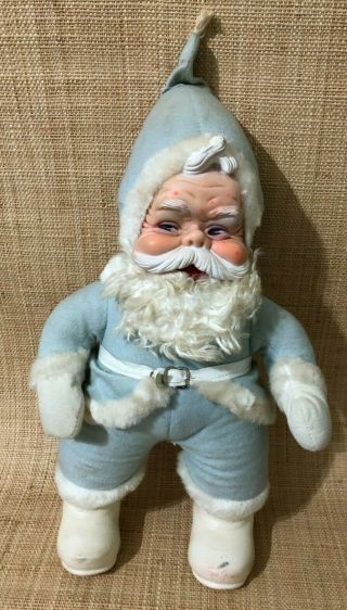 Vintage Rare Blue Rushton Co Santa Claus Rubber Face Boots 16” Doll