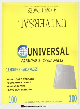 Universal 11 - Hole Premium 9 - Pocket Card Pages Box (100) X 2 - - For Trading Cards
