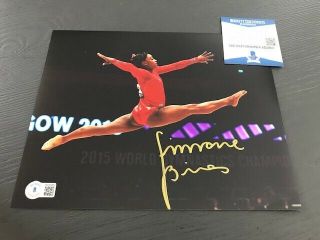 Simone Biles Signed Autograph 8x10 Photo 2016 Olympics Rio Jump Bas Beckett B